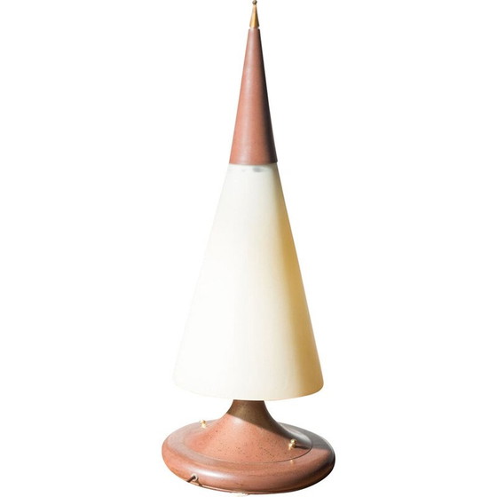 Image 1 of Vintage brass and glass table lamp, 1970-1980