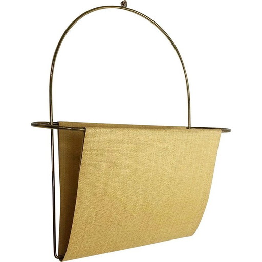 Revistero de pared vintage de latón, Austria, 1950
