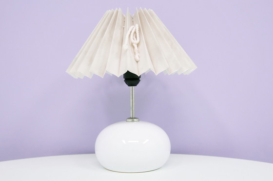 Image 1 of Danish white table lamp pleated shade