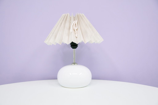 Danish white table lamp pleated shade