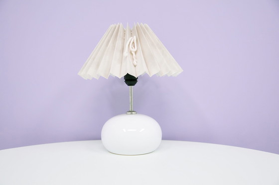 Image 1 of Danish white table lamp pleated shade