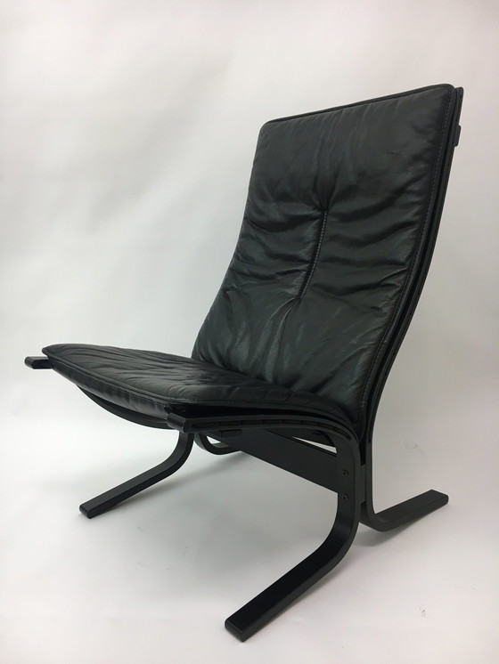 Image 1 of Mid-Century design black leather lounge chair by Ingmar Relling for Westnofa, 1970’s