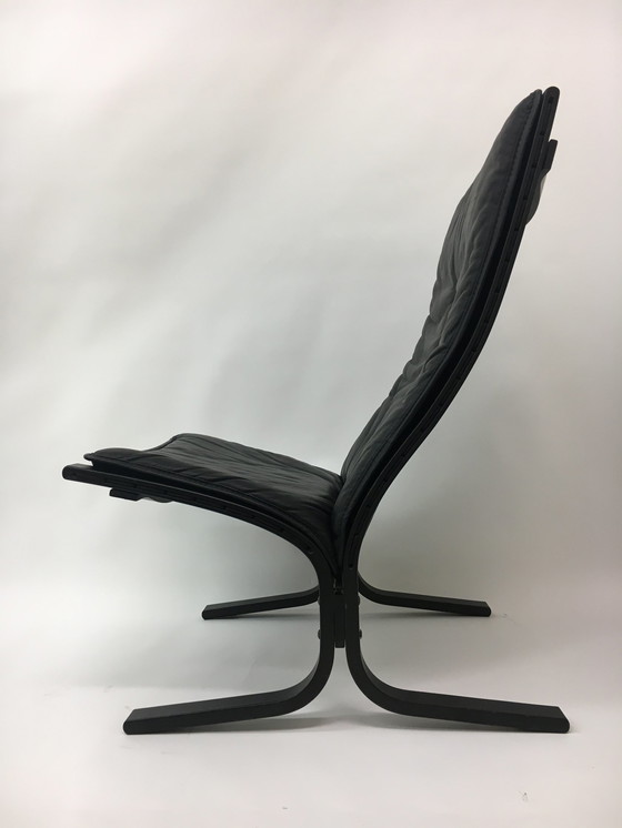 Image 1 of Mid-Century design black leather lounge chair by Ingmar Relling for Westnofa, 1970’s