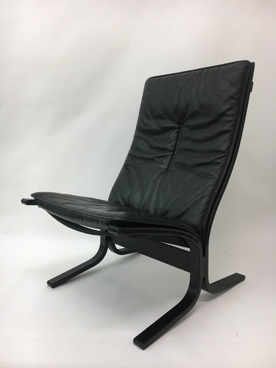 Image 1 of Mid-Century design black leather lounge chair by Ingmar Relling for Westnofa, 1970’s