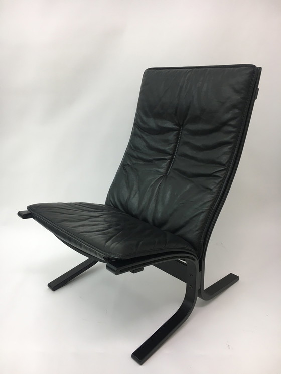 Image 1 of Mid-Century design black leather lounge chair by Ingmar Relling for Westnofa, 1970’s