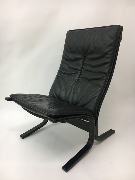 Image 1 of Mid-Century design black leather lounge chair by Ingmar Relling for Westnofa, 1970’s