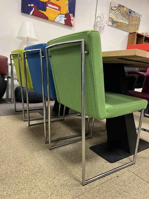 3 Harvink Dash Chairs Blue Lime Green fabric