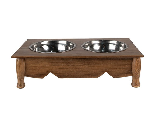 Country Wooden Feeding And Drinking Bowl - Stylish For Dogs And Cats