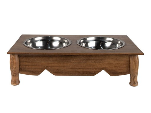 Country Wooden Feeding And Drinking Bowl - Stylish For Dogs And Cats