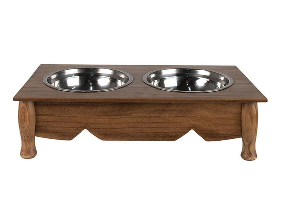 Image 1 of Country Wooden Feeding And Drinking Bowl - Stylish For Dogs And Cats