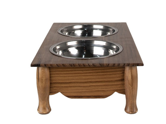 Image 1 of Country Wooden Feeding And Drinking Bowl - Stylish For Dogs And Cats