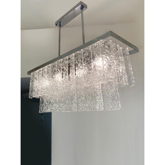 Image 1 of Contemporary Hammered "Listelli" Murano Glass Rectangular Sputnik Chandelier