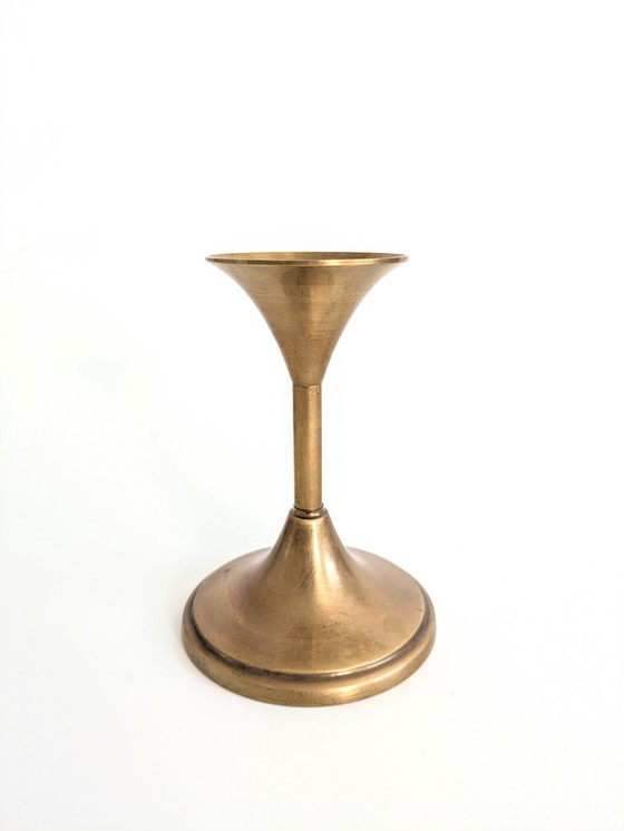 Image 1 of Set Of 2 Brass Candlesticks | Cawa Denmark, 1970'S