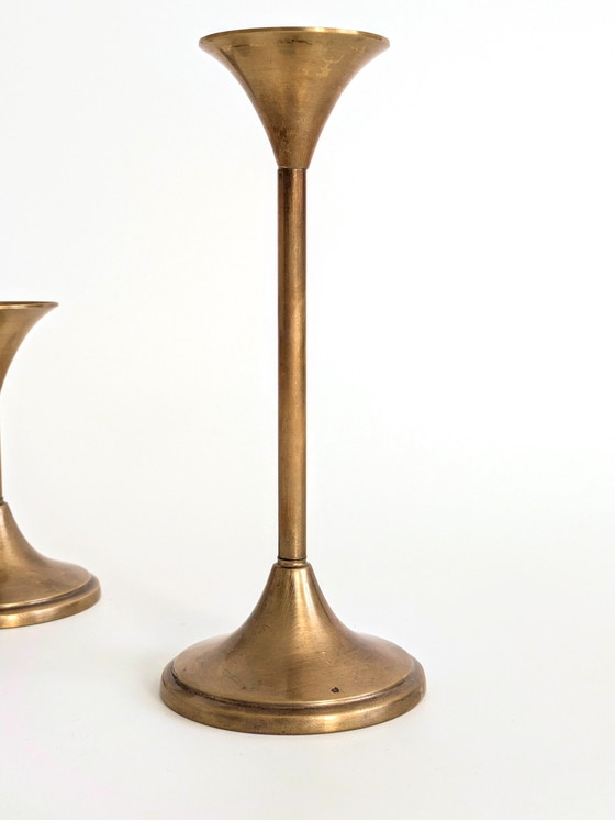 Image 1 of Set Of 2 Brass Candlesticks | Cawa Denmark, 1970'S