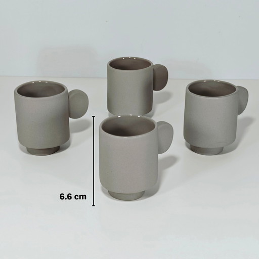 Set Of 4 Valerie Objects Inner Circle Espresso Cups By Maarten Baas – Light Grey