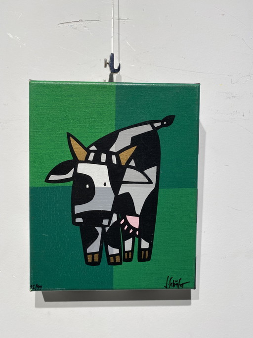 Jaqueline Schäfer Gyclee De koe schilderij – schilderijen tekeningen, Canvas, Modernisme