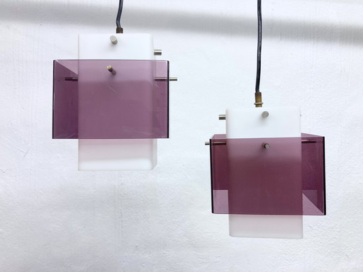 2x Cubic acrylic pendant lights