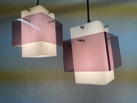 Image 1 of 2x Cubic acrylic pendant lights