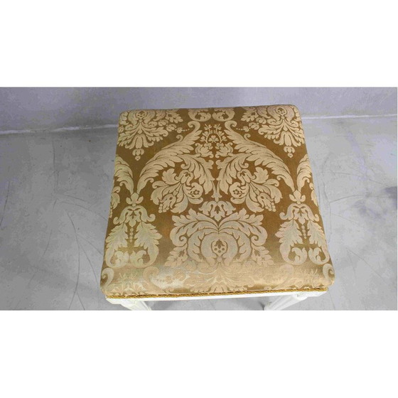 Image 1 of Gustavian vintage wood and floral fabric footrest, 1950s