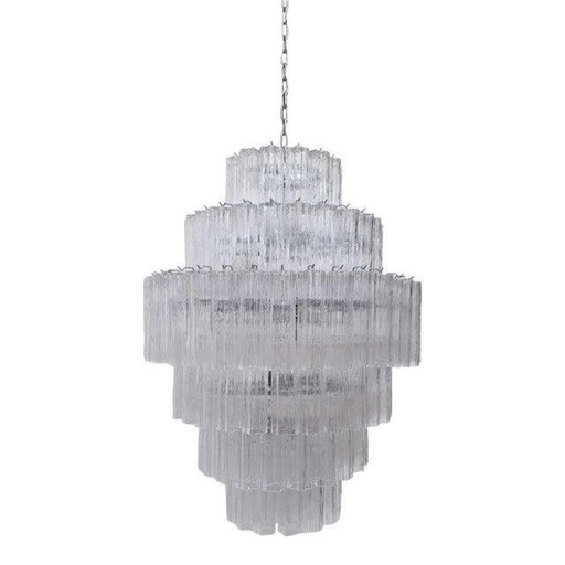 Contemporary Murano Glass Sputnik Transparent Mazzega Zuccheri Style Custom Chandeliers - A Pair