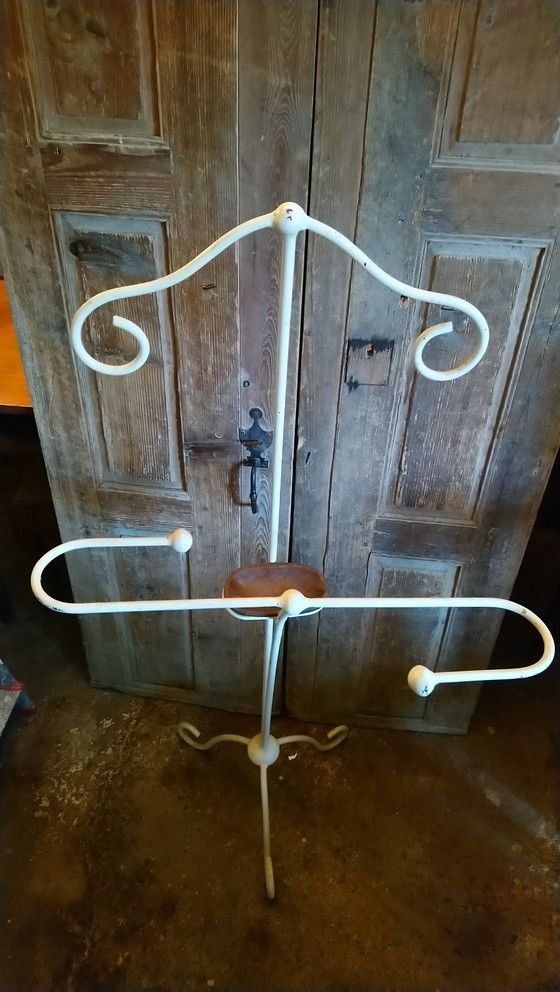Image 1 of Vintage metal and wood bedroom valet
