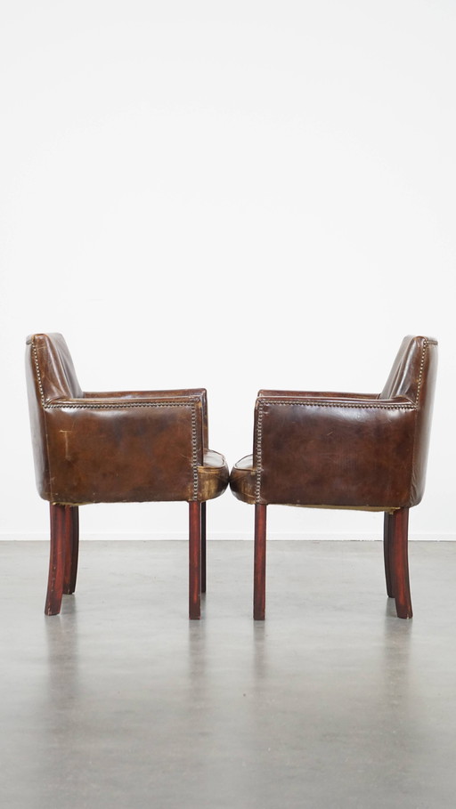 2 X Beef Leather Dining Room/Side Chair