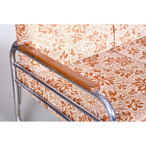 Image 1 of Vintage Vichr a Spol beech and chrome sofa, Czechoslovakia 1930s