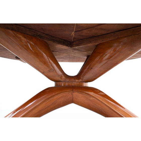 Image 1 of Vintage table in brown cherry wood and glass by Guglielmo Ulrich, Italy 1950