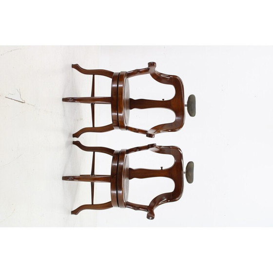 Image 1 of Pair of vintage swivel barber beech armchairs, Czechoslovakia 1920s