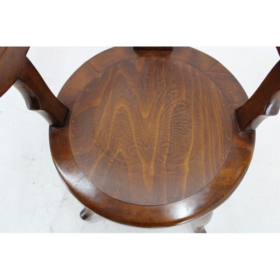 Image 1 of Pair of vintage swivel barber beech armchairs, Czechoslovakia 1920s