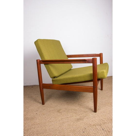 Image 1 of Pair of vintage teak and fabric armchairs by Børge Jensen and Sønner for Bernstorffsminde Møbelfabrik A/S, Denmark 1960