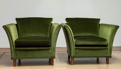 Set of Green Club Armchairs