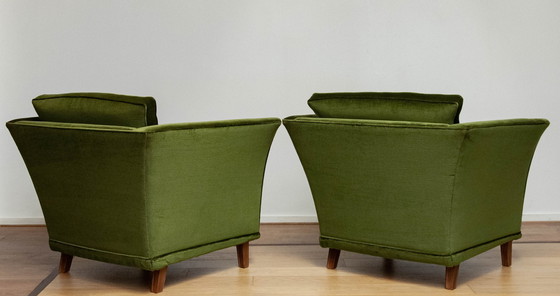 Image 1 of Set of Green Club Armchairs