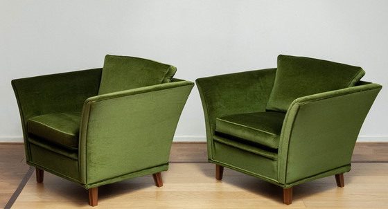 Image 1 of Set of Green Club Armchairs