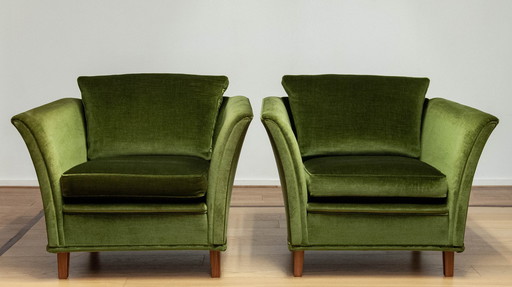 Set of Green Club Armchairs