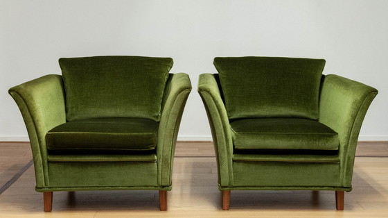 Image 1 of Set of Green Club Armchairs