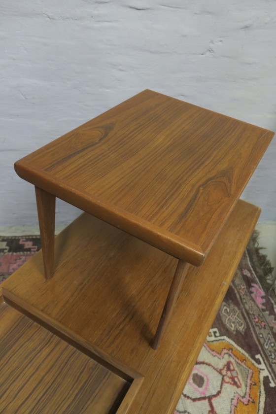 Image 1 of Set Of Teak Coffee Tables And Tray, Johannes Andersen For Trioh, Denmark 1960S