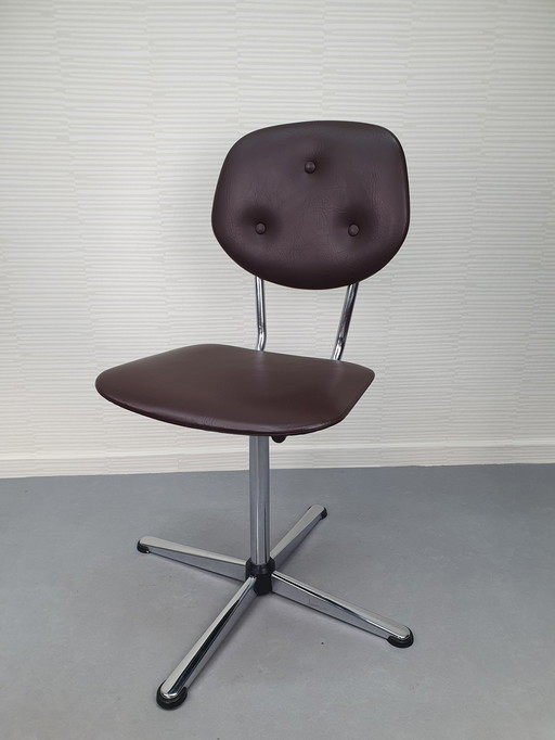 Sedia da ufficio/sedia girevole/sedia vintage Seuderop. Similpelle marrone.
