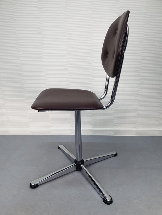 Image 1 of Seuderop Vintage Office Chair/Turned Chair/Chair. Brown Skai.