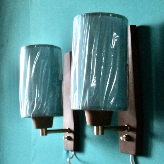 Image 1 of Pair of vintage "Vitrika" rosewood wall lights, Denmark 1960