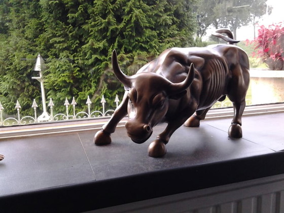 Image 1 of Bronze Wallstreet bull statue