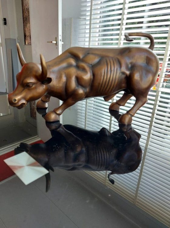 Image 1 of Bronze Wallstreet bull statue