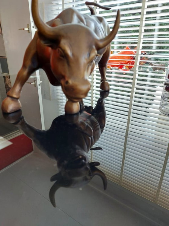 Image 1 of Bronze Wallstreet bull statue