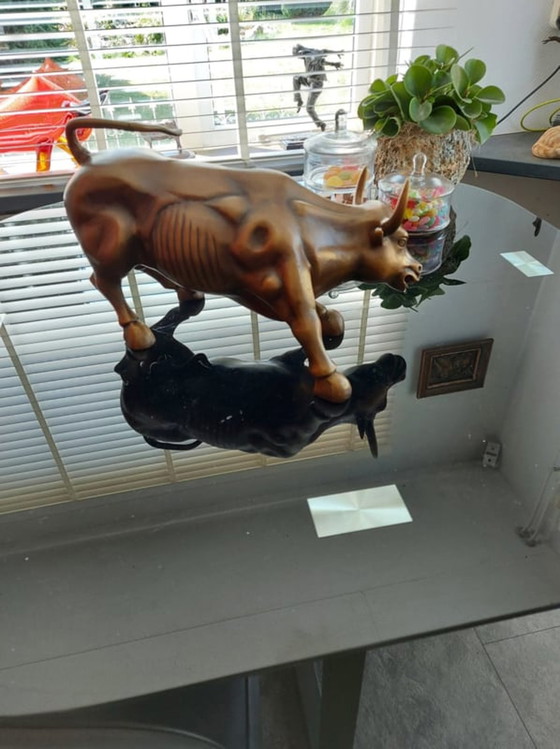 Image 1 of Bronze Wallstreet bull statue