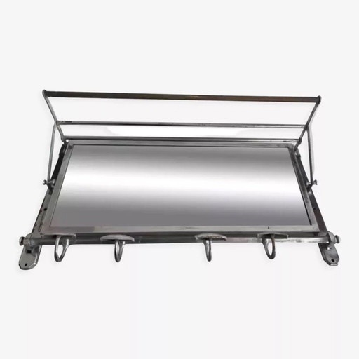 Vintage Coat Rack, Bevelled Mirror and Chrome, Art Deco