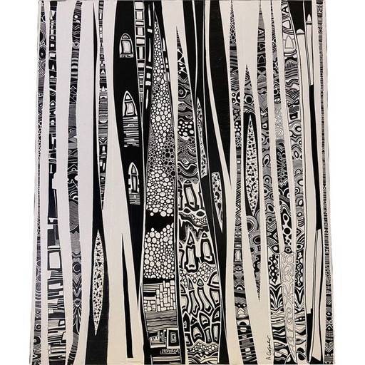 Cuadro antiguo "Balada en el Parque Güell" de Alain Carpentier