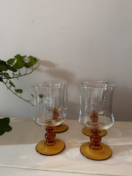 Image 1 of Amber 70s Wine Glasses