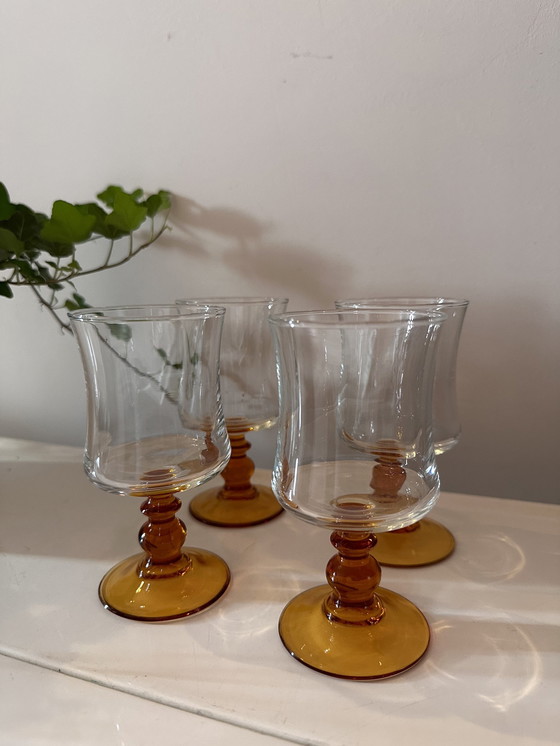 Image 1 of Amber 70s Wine Glasses