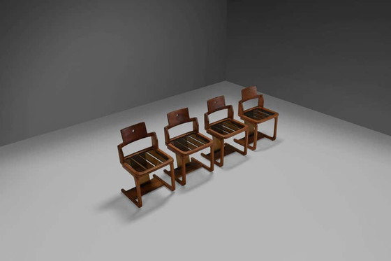 Image 1 of 4x Teak Wood and Lucite Chairs