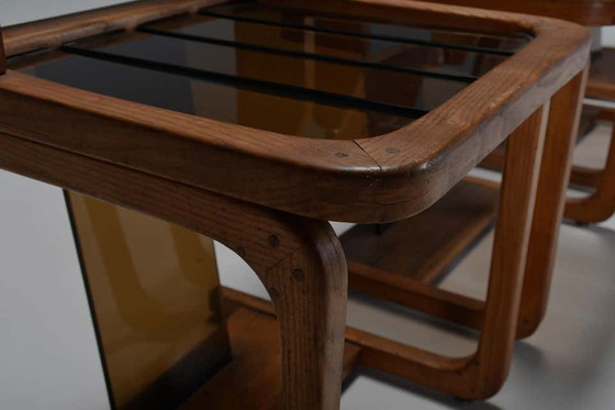 Image 1 of 4x Teak Wood and Lucite Chairs